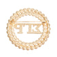 Brooch Blue Gold Sigma Round Pin for Women