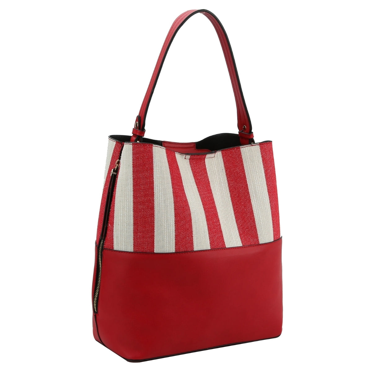 Red Denim Stripe Handbag Set