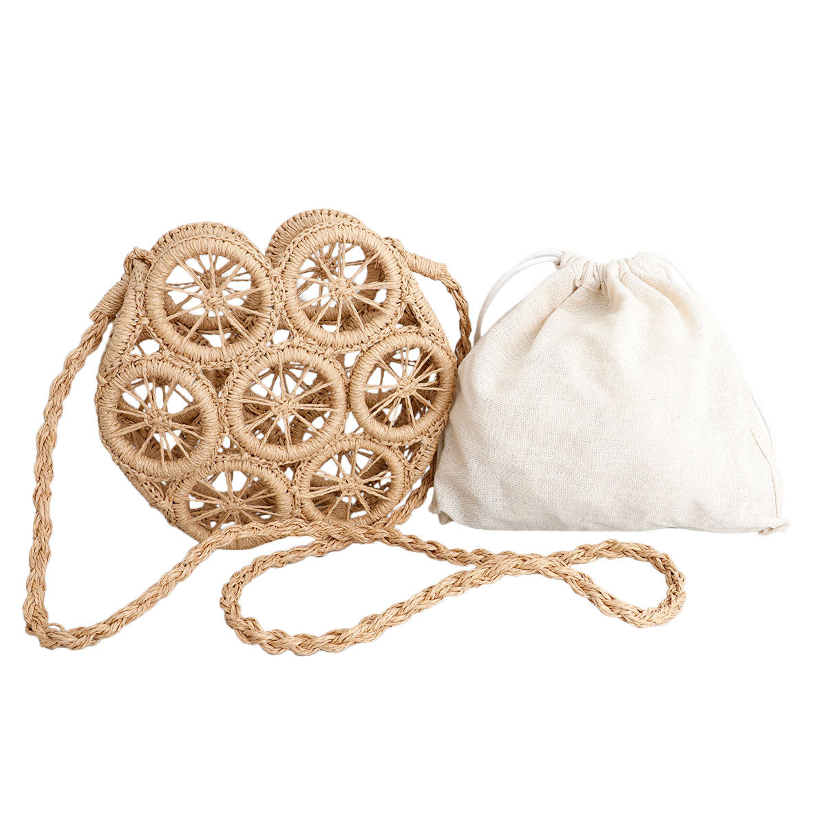 Brown Straw Wheel Crossbody
