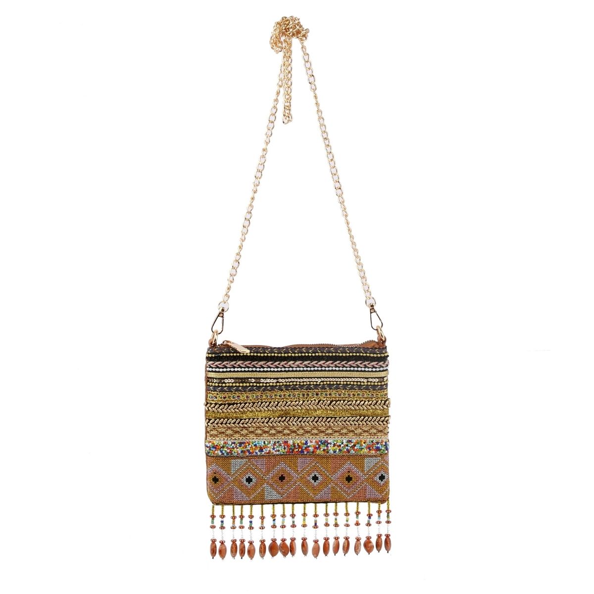 Brown Boho Beaded Crossbody