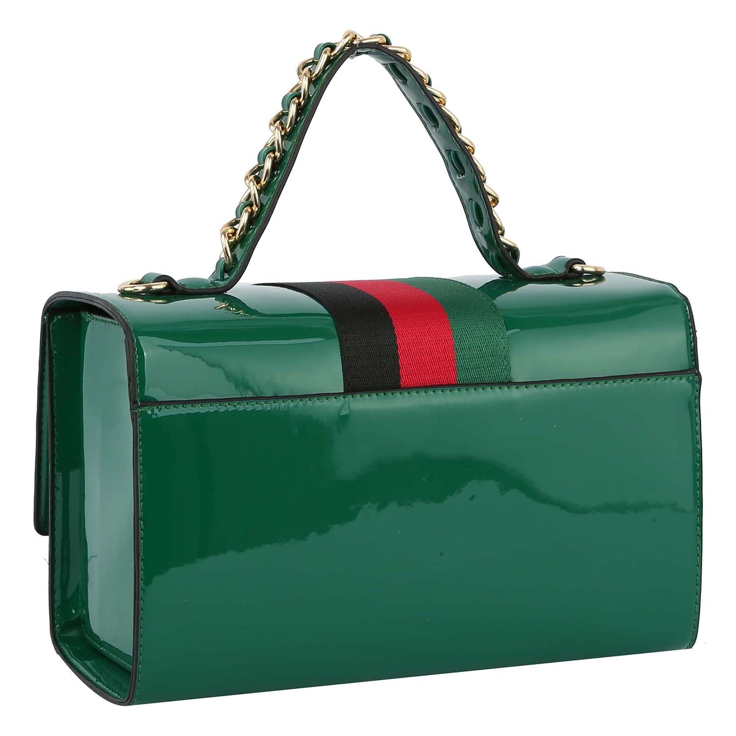 Green Patent Leather Designer Satchel Set