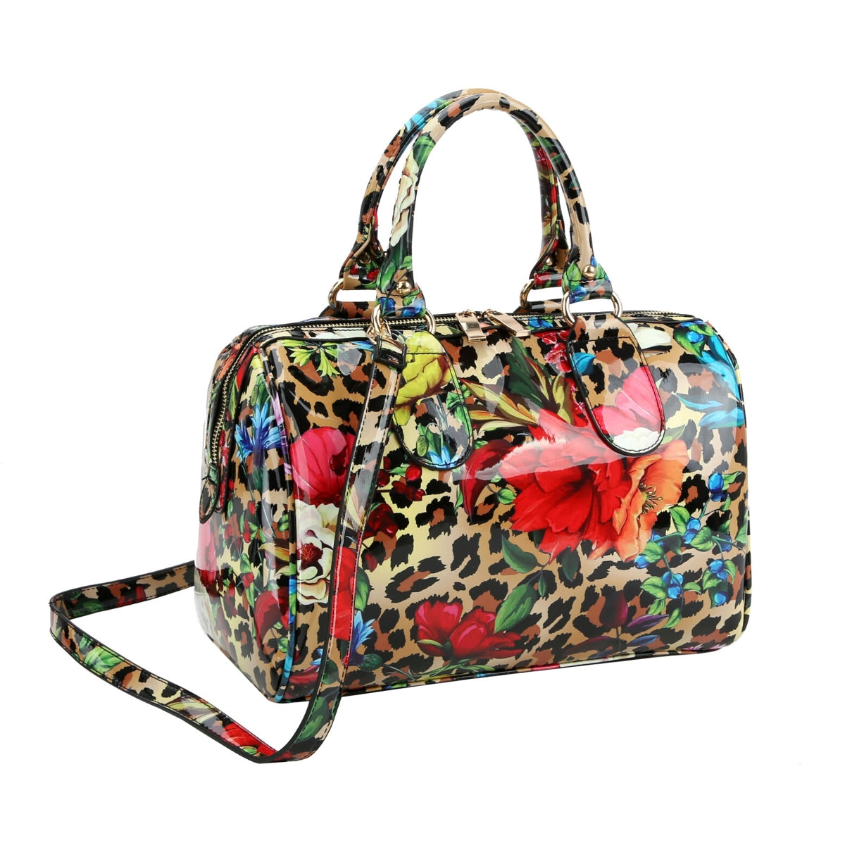 Leopard Print Boston Handbag Set