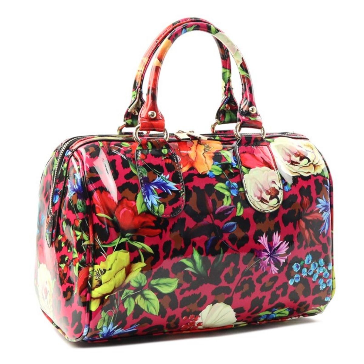 Purple Leopard Boston Bag Set