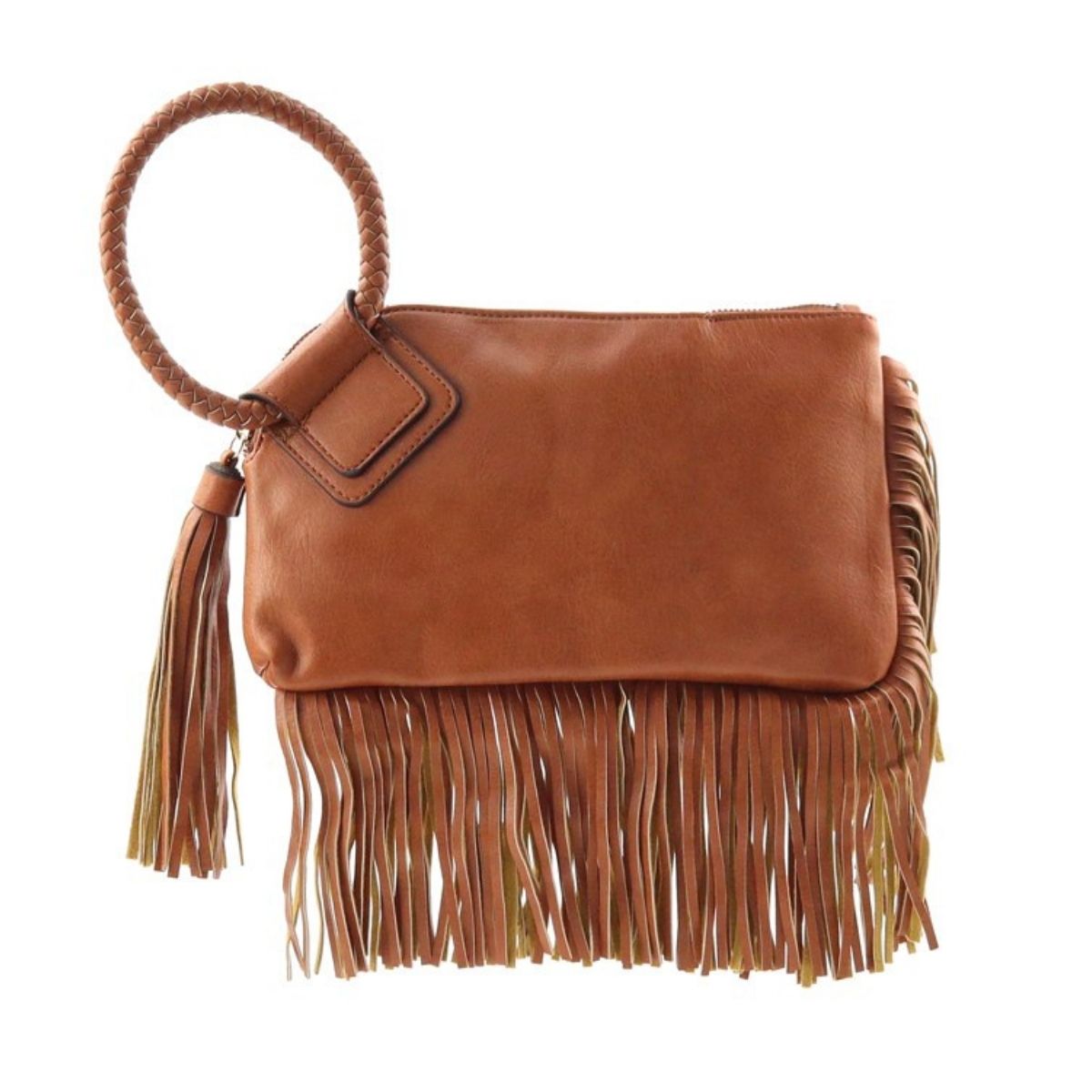 Brown Fringe Bangle Wristlet