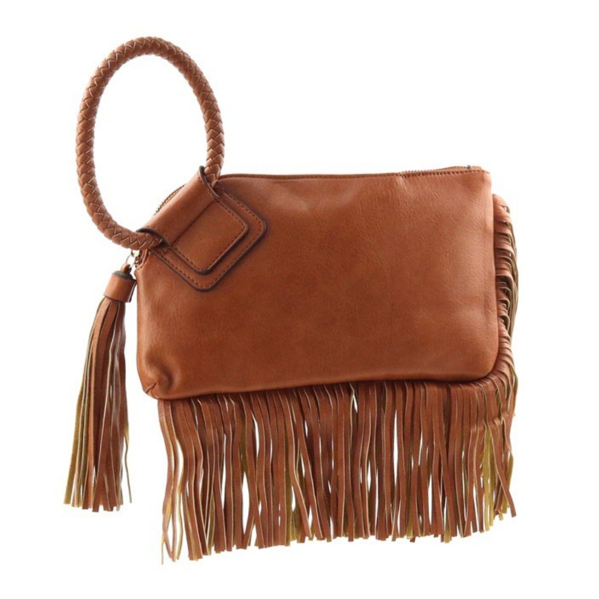 Brown Fringe Bangle Wristlet