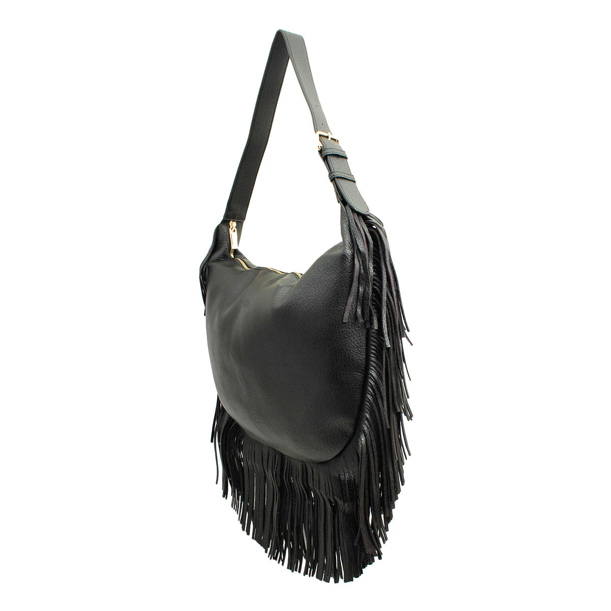 Black Fringe Hobo Shoulder Bag