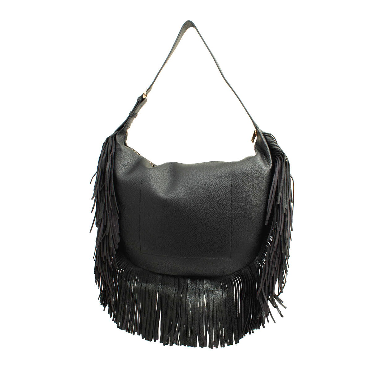 Black Fringe Hobo Shoulder Bag