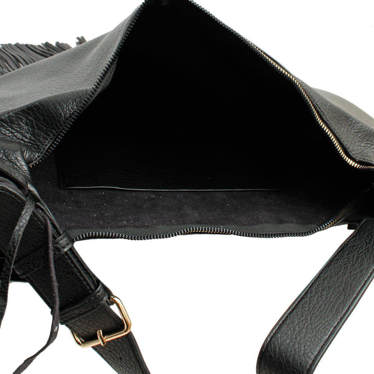 Black Fringe Hobo Shoulder Bag