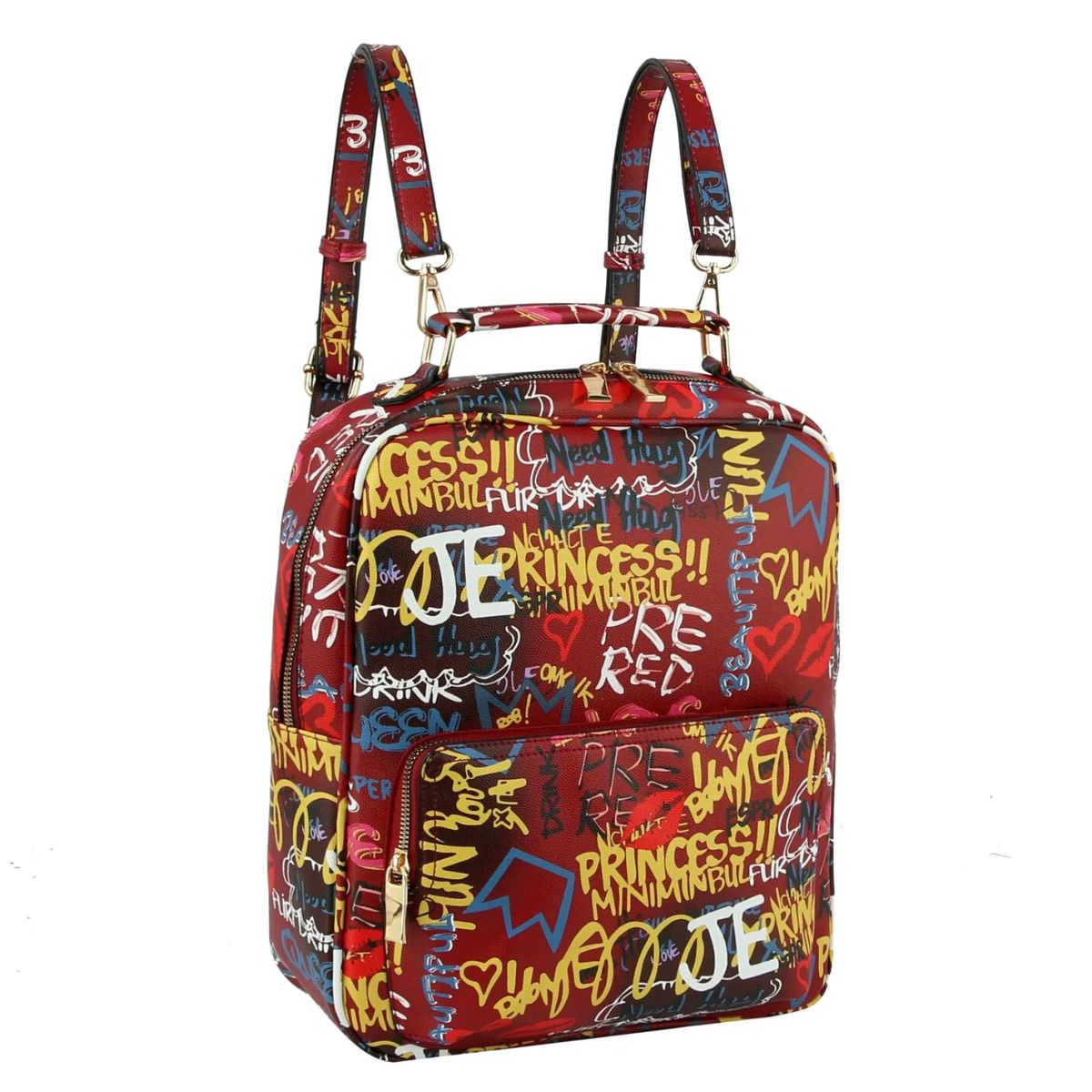 Red Grafitti Trolley Sleeve Backpack