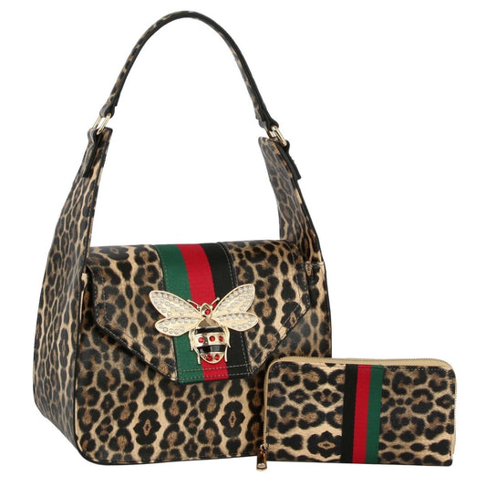 Leopard Designer Hobo Shoulder Bag Set
