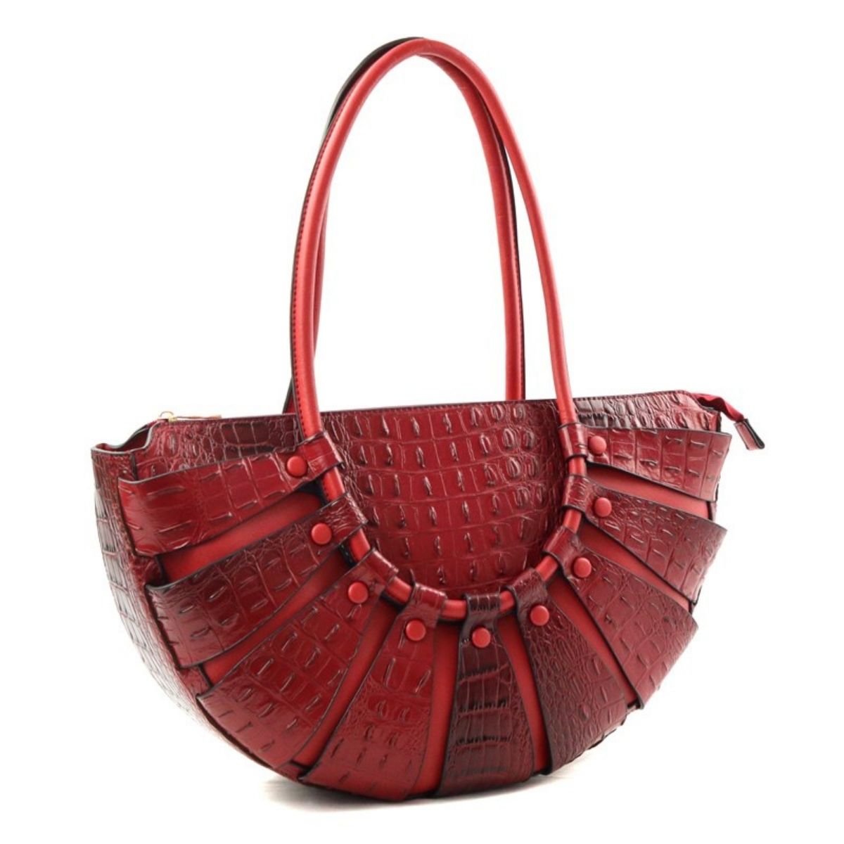 Red Croc Half Moon Tote Handbag