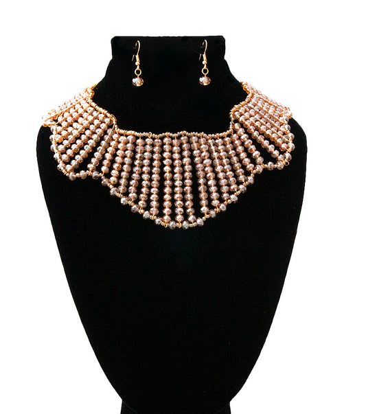 Gold Glass Bead Choker Set