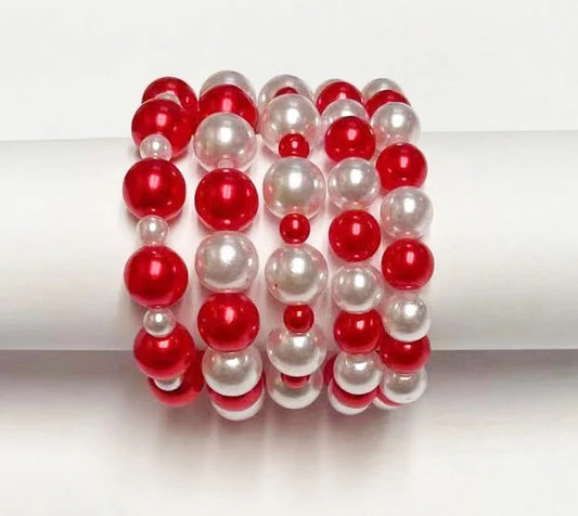 Red & white pearl stretch