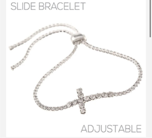 Slide Cross Bracelet | Silver