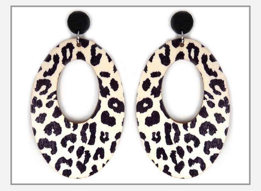 Leopard Print Hoops | Black & White