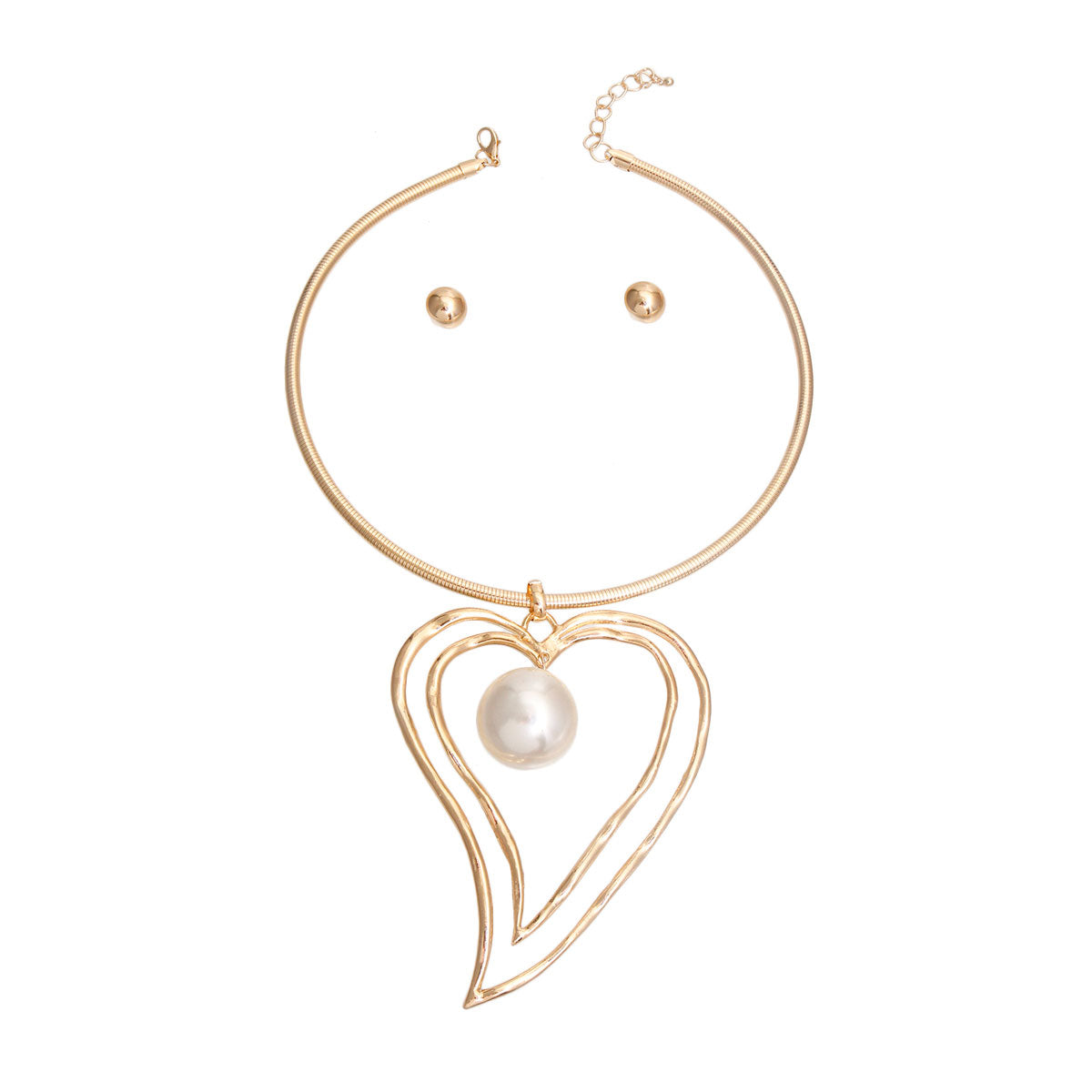 Pearl heart choker set | Gold