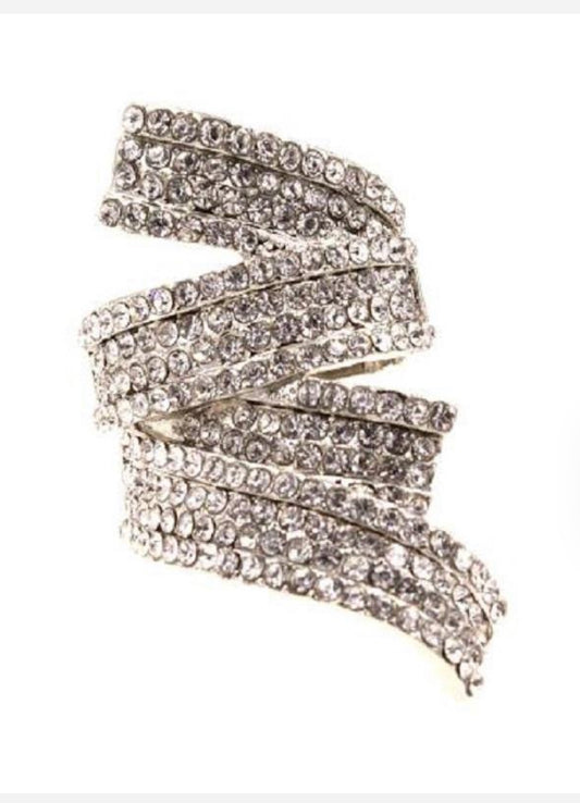 Crystal Wrap Ring - Silver
