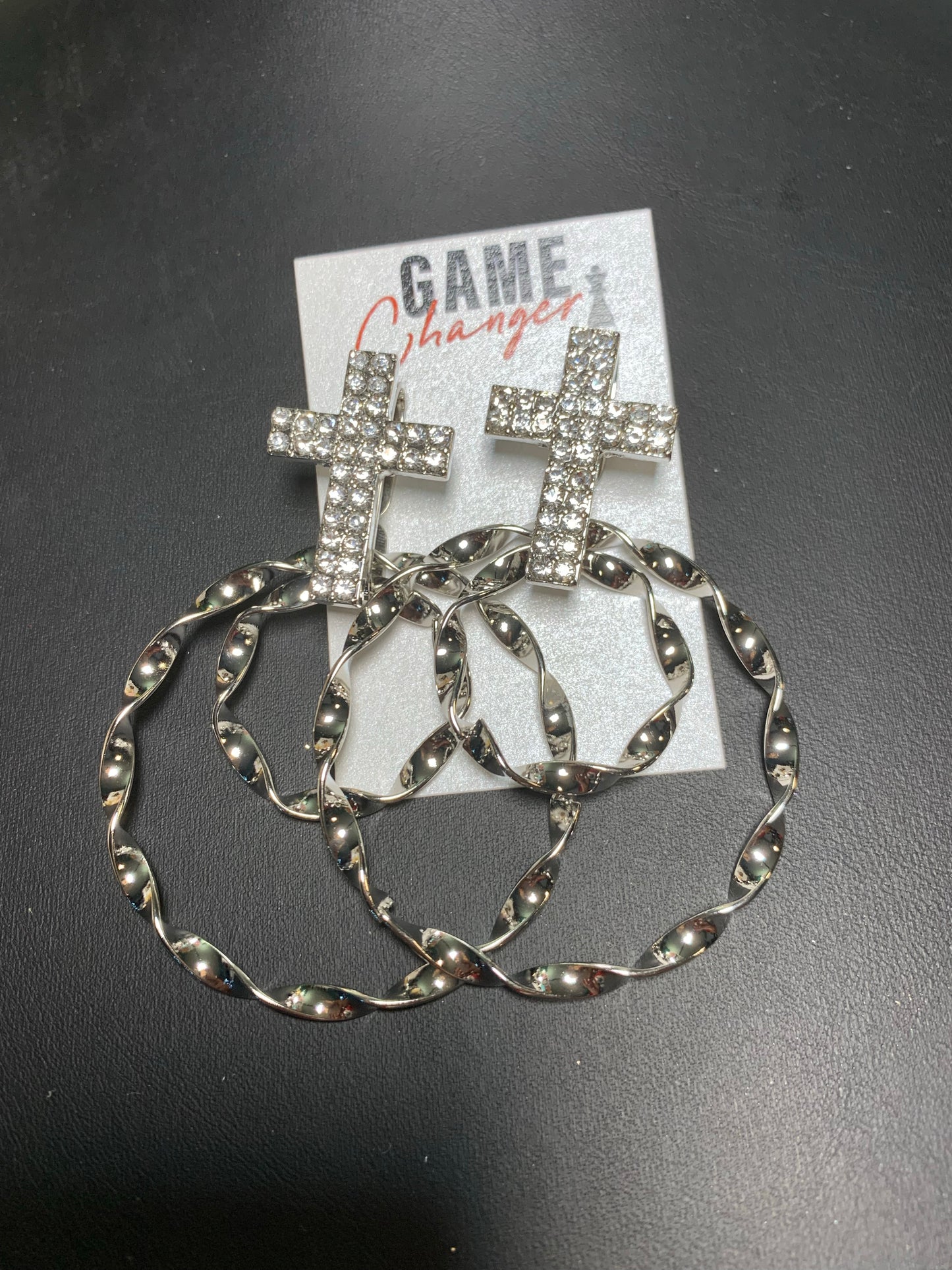 Cross hoops | Silver