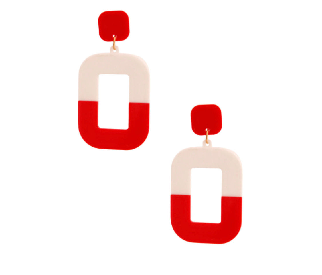 Red & White Rectangle hoops