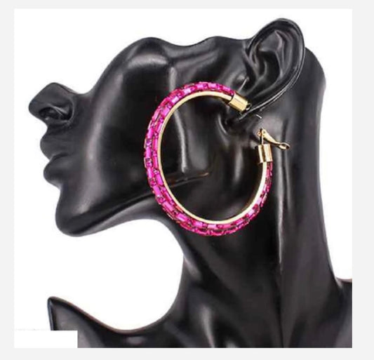 Bling hoops | Fuschia