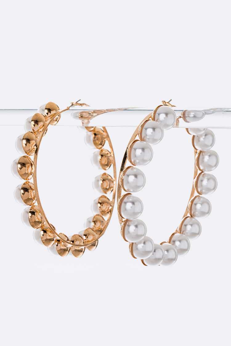 Bold Pearl hoops | gold