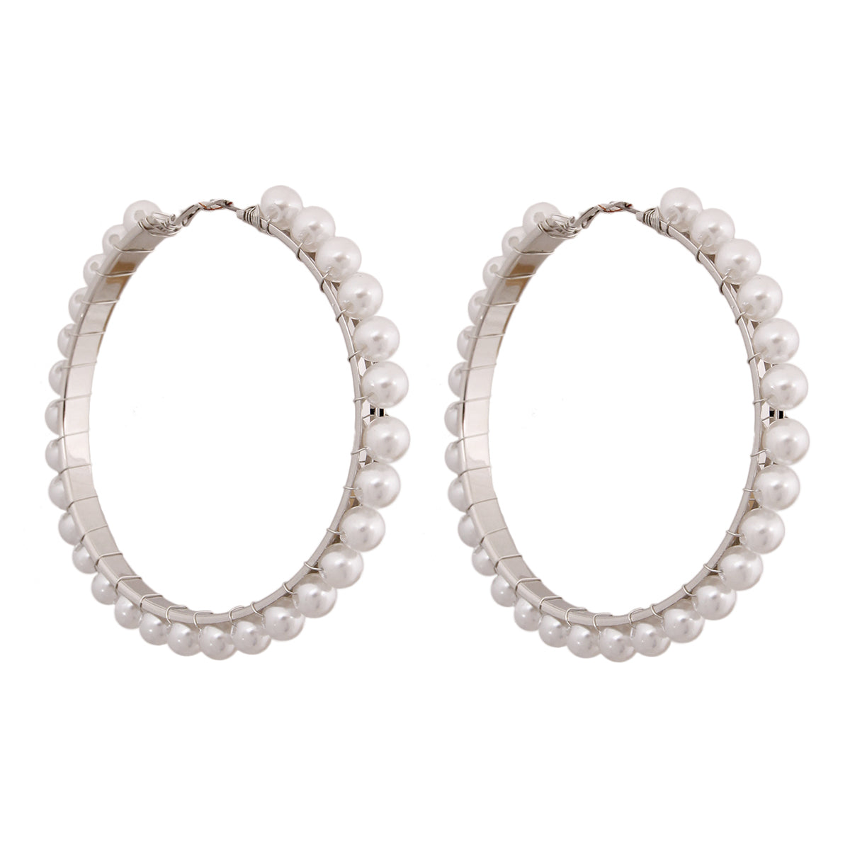 Pearl hoops | white & silver