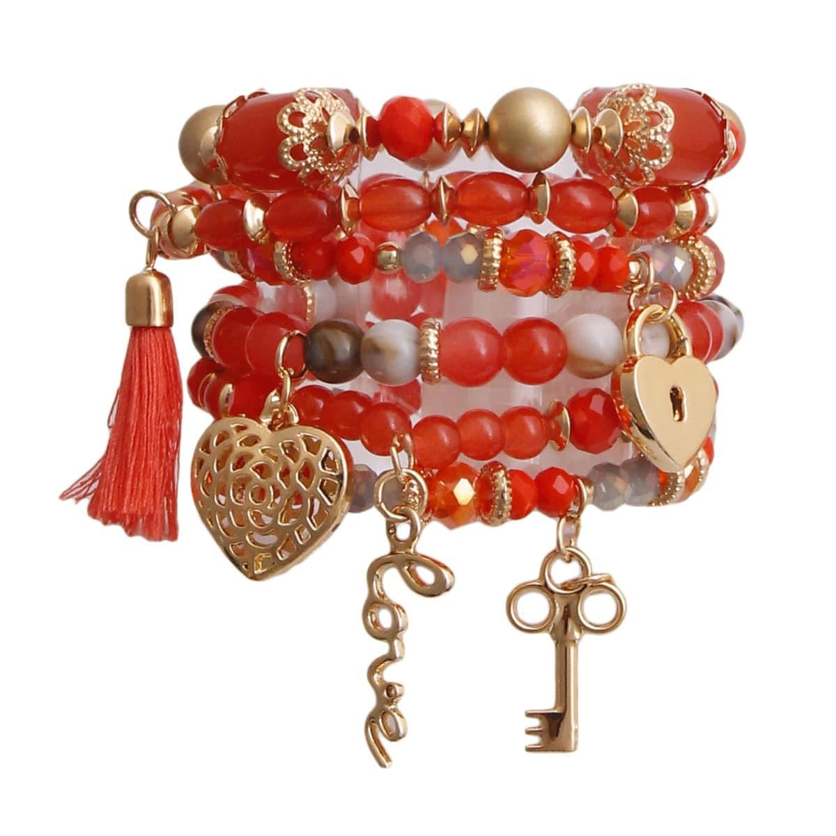 Coral bracelet stack