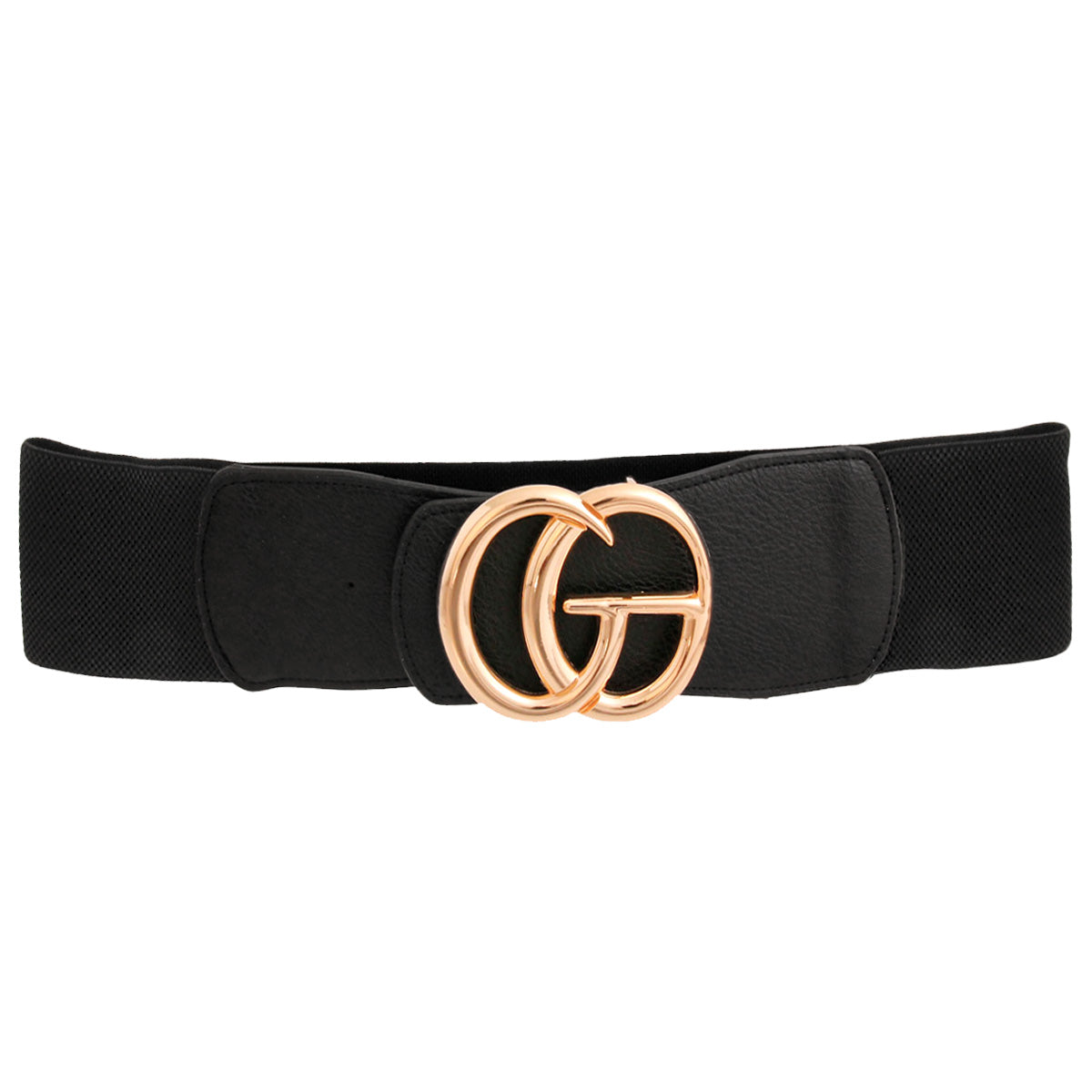 Black and Gold GG Wide Stretch Belt