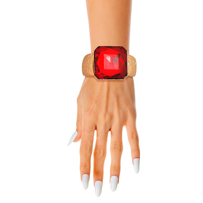 Red Cushion Cut Crystal Cuff