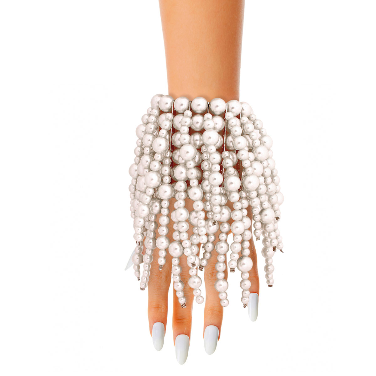 White Dripping Pearl Fringe Bracelet