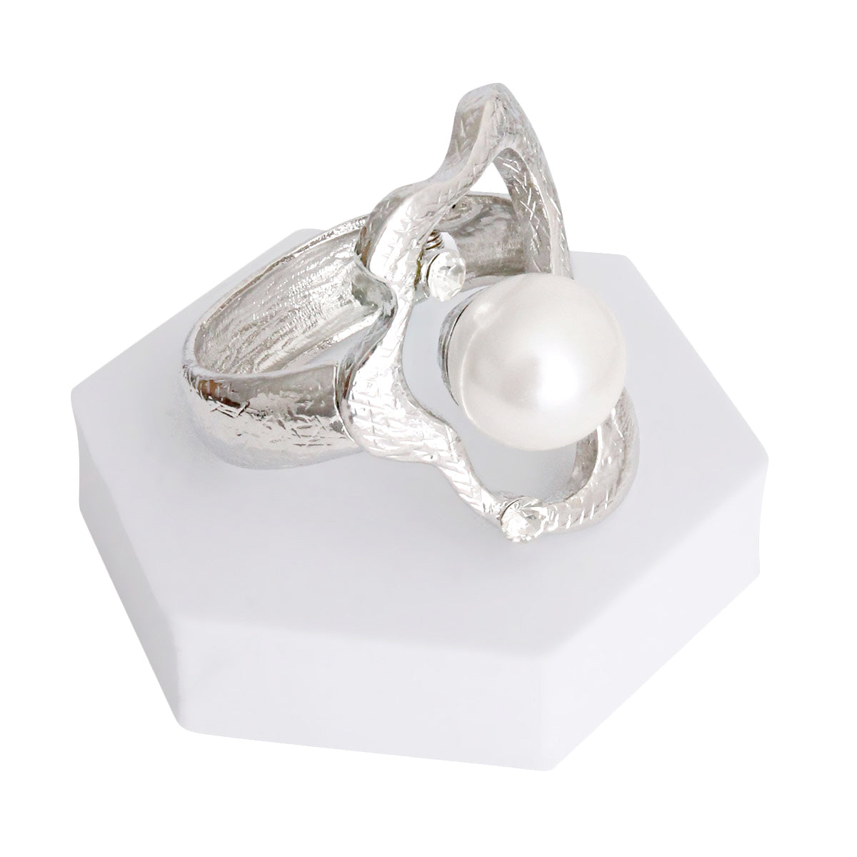 Jumbo Pearl Silver Hinge Cuff