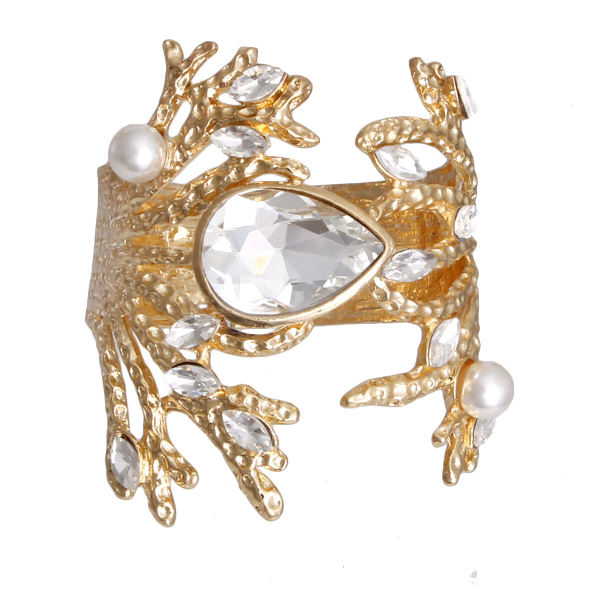 Clear Gold Branched Crystal Cuff