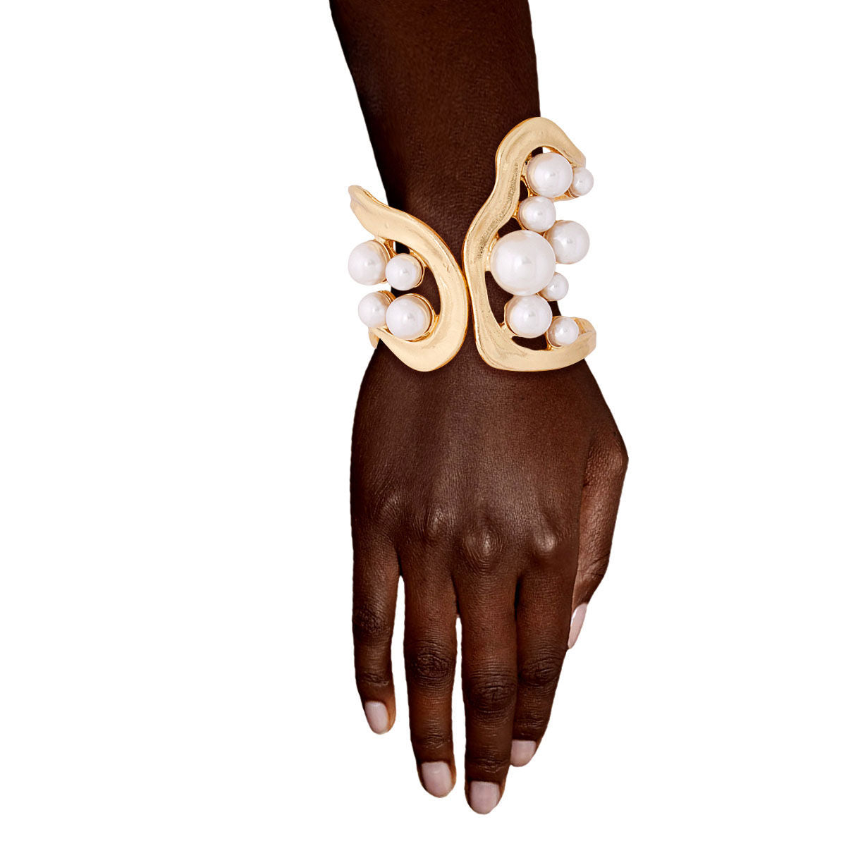 Gold Cut Out Pearl Cuff