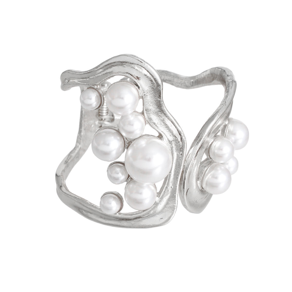 Silver Cut Out Pearl Cuff