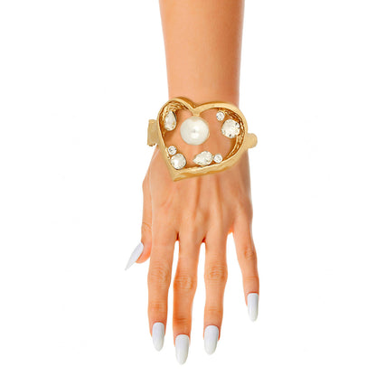 Gold Open Heart Hinge Cuff