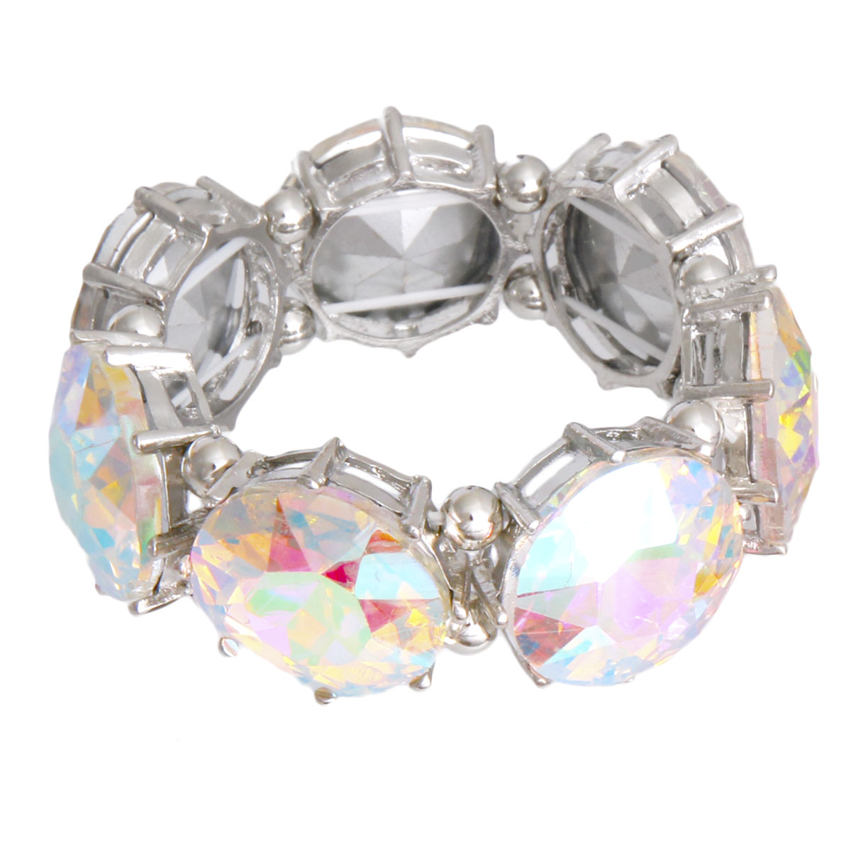 Silver Aurora Borealis Round Crystal Bracelet