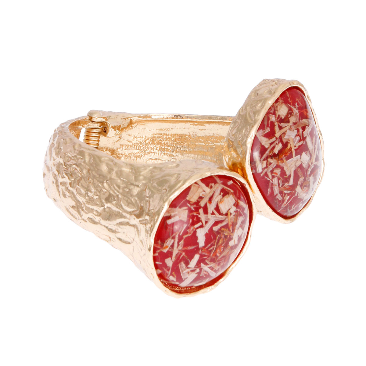 Red Confetti Gold Hinge Cuff