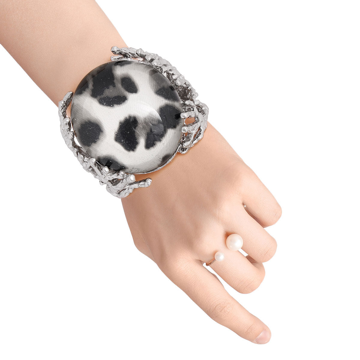 Silver Leopard Branch Cuff