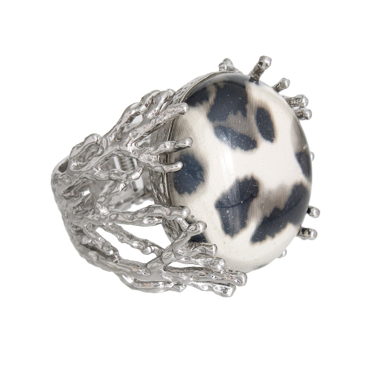 Silver Leopard Branch Cuff