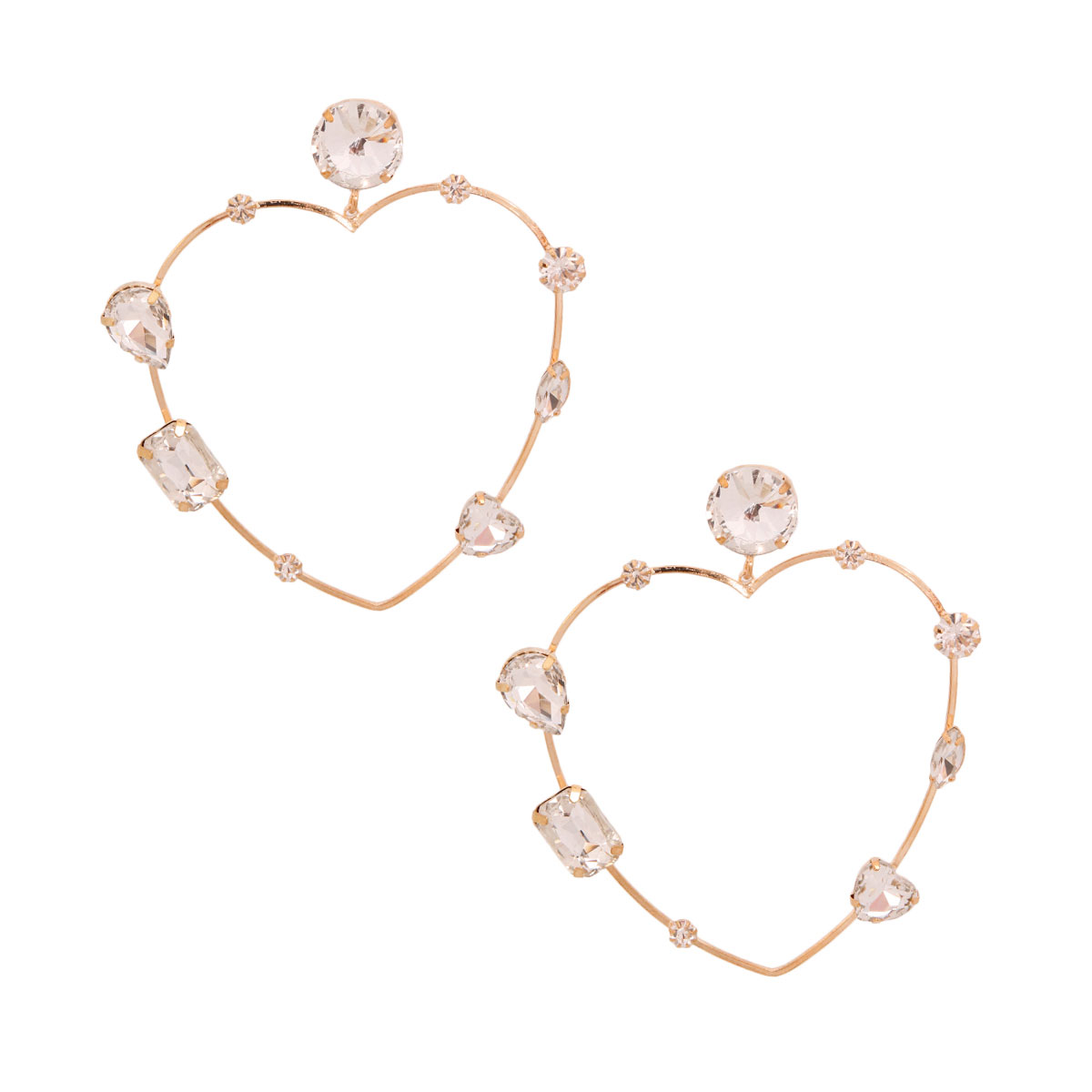 Gold Crystal Heart Earrings