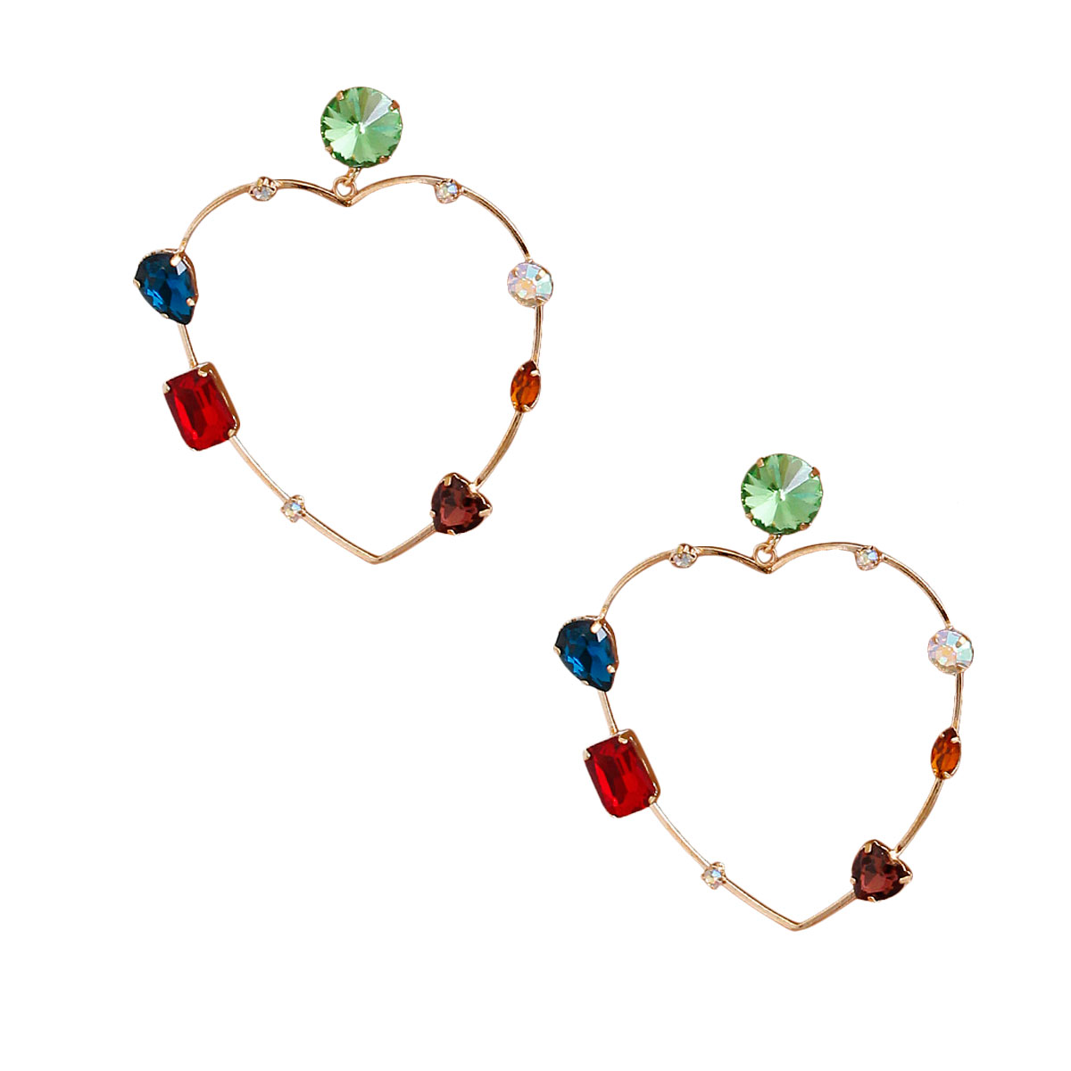 Rainbow Crystal Heart Earrings