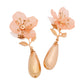 Pink Flower Gold Teardrop Earrings