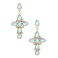 Aurora Borealis Teardrop Crystal Cross Earrings