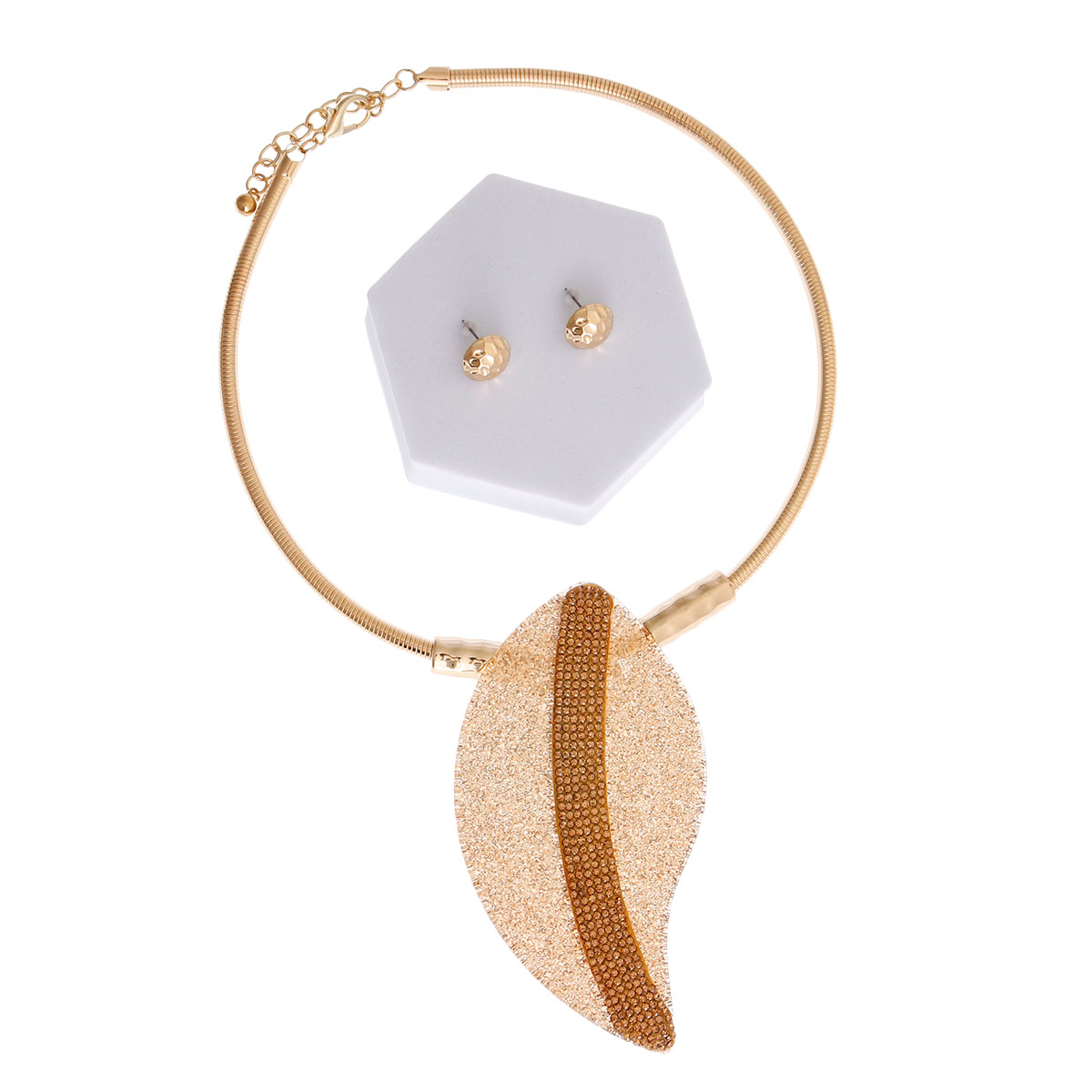 Gold Glitter Leaf Necklace