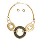 Black Rhinestone Ring Chunky Chain Set