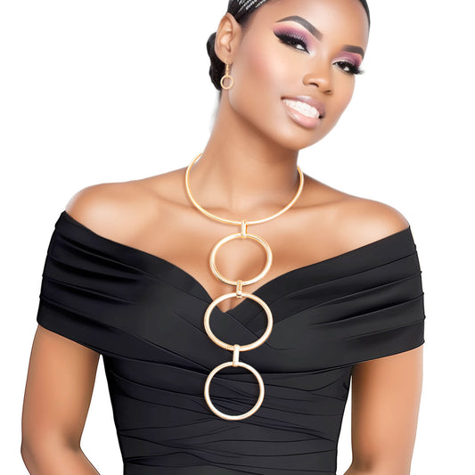 Necklace Gold Linked Rings Set for Women