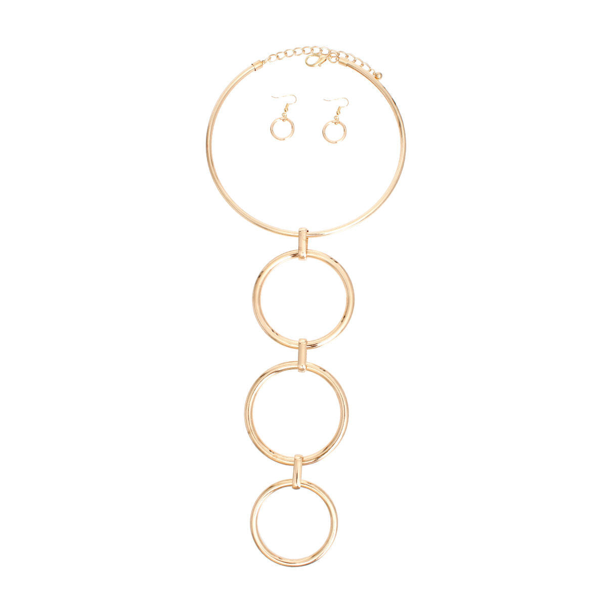 Necklace Gold Linked Rings Set for Women