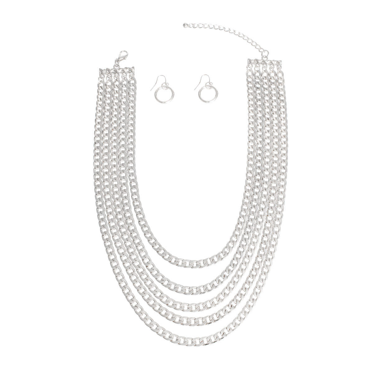 Chain Necklace Silver Curb Layered for Women