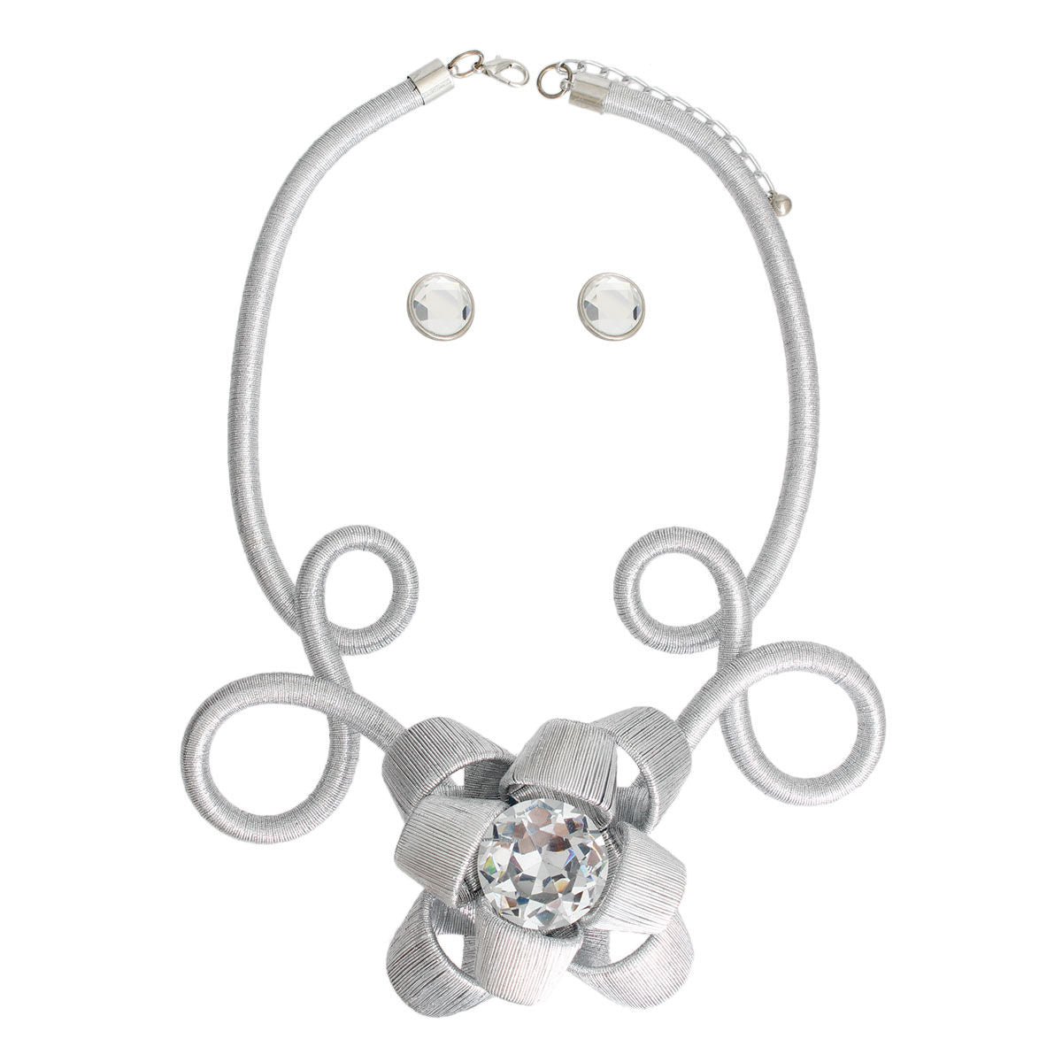 Rigid Metallic Silver Flower Set