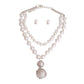 White Pearl 2 Strand Pendant Necklace